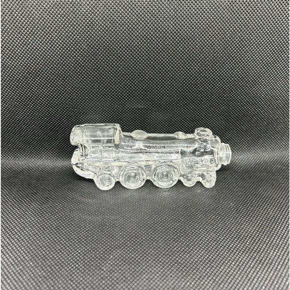 VINTAGE CLEAR GLASS TRAIN ENGINE CANDY CONTAINER - Picture 2 of 4